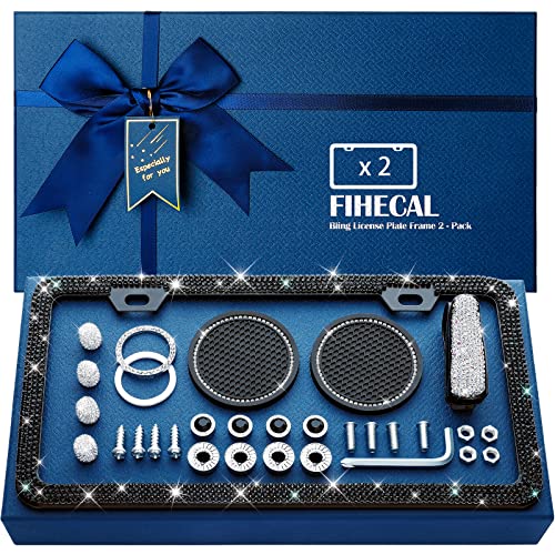 FIHECAL Bling License Plate Frame Covers for Women 2 Pack FIHECAL Bling License Plate Frame Covers for Women 2 Pack