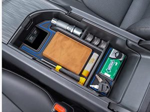 TOPINSTALL Blue Center Console Tray Compatible with 2018-2023 Toyota Camry XLE XSE and 2020-2023 Camry LE SE with Dual USB Ports