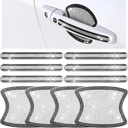 Frienda 10 Pieces Bling Car Door Handle Protector Rhinestone Universal Car Handle Cover Reflective Bling Car Handle Cover Car Door Bowl Protection for Car Laptops Decoration (Black White) Frienda 10 Pieces Bling Car Door Handle Protector Rhinestone Universal Car Handle Cover Reflective Bling Car Handle Cover Car Door Bowl Protection for Car Laptops Decoration (Black White)