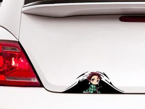 EARLFAMILY 5.1'' for Tanjirou Demon Slayer Car Stickers Surfboard Motorcycle Laptop Decal Windows Bumper Car Accessoires Sticker