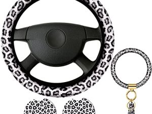 Boao 4 Pieces Leopard Print Car Accessories Set