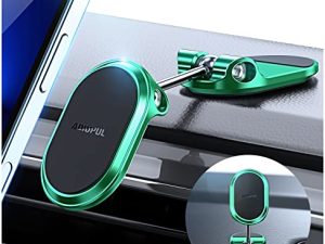 Magnetic Phone Holder for Car Metal Multi-Functional 6X Magnets Cell Phone Mount Double 360° Rotation Desk Phone Holder Magnet Car Mount Suitable for Dashboard Screens Compatible with All Phone Green