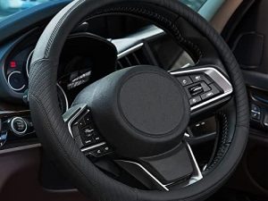 ZATOOTO Car Steering Wheel Cover - Black Microfiber Leather Auto Sport - Universal 15 inch for Family Men Women Interior Accessories