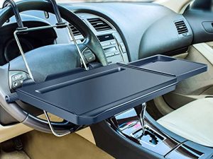 2 in 1 Car Steering Wheel Tray / Back Seat Headrest Tray for Eating Food Drink and Writing Laptop Work