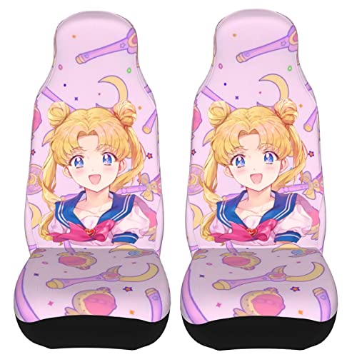 meiystyle Cute Anime Car Seat Cover for Women 2 PCS Front Seat Covers Pink Sailor Moon Car Accessories Fits Most Cars SUVs Trucks meiystyle Cute Anime Car Seat Cover for Women 2 PCS Front Seat Covers Pink Sailor Moon Car Accessories Fits Most Cars SUVs Trucks