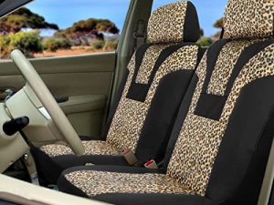 COOLBEBE Leopard Car Seat Covers - Cheetah Pattern Integrated Auto Seat Cover Car Protector Interior Accessories