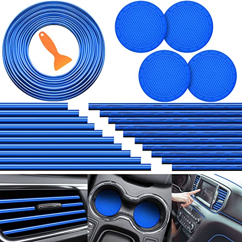 Frienda 25 Pack Car Accessories Set 20pcs Car Vent Trim Strips 16 Feet Filler Insert Strips with Installation Tool 4pcs Car Cup Air Conditioner Vent Trim Decorative Car Interior Accessories (Blue) Frienda 25 Pack Car Accessories Set 20pcs Car Vent Trim Strips 16 Feet Filler Insert Strips with Installation Tool 4pcs Car Cup Air Conditioner Vent Trim Decorative Car Interior Accessories (Blue)