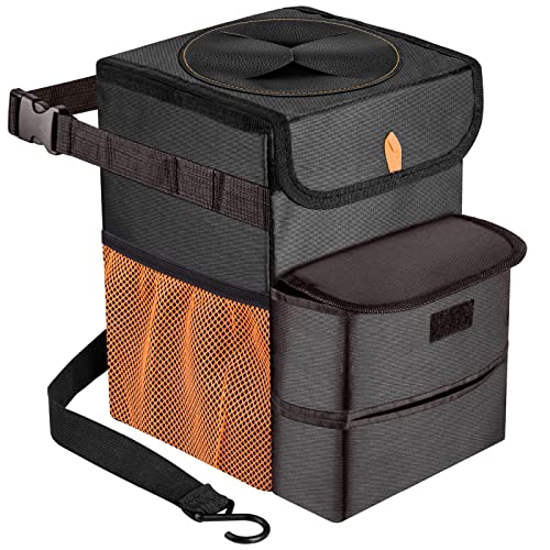 GPUSFAK Car Trash Can Foldable Garbage Bin Leakproof 3 Gallons Black Orange GPUSFAK Car Trash Can Foldable Garbage Bin Leakproof 3 Gallons Black Orange