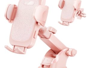 Humixx Car Phone Holder Mount [Exclusive Pink] Twinkle Stars Bling Universal Hands-Free Pink Cell Phone Holder for Car Dashboard Air Vent Car Mount for iPhone Samsung All Phones & Cars