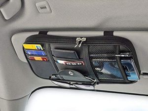 Da by Car Sun Visor Organizer Auto Car Visor Pocket and Interior Accessories Car Truck Visor Storage Pouch Holder with Multi-Pocket Net Zippers(Black)