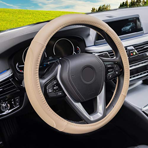 Magnelex Microfiber Leather Steering Wheel Cover – Beige. Heat Resistant Anti-Slip Car Wheel Wrap - Compatible with Most Makes and Models of Cars and Trucks with 14.5 to 15 Inch Steering Wheels Magnelex Microfiber Leather Steering Wheel Cover – Beige. Heat Resistant Anti-Slip Car Wheel Wrap - Compatible with Most Makes and Models of Cars and Trucks with 14.5 to 15 Inch Steering Wheels
