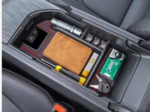 TOPINSTALL Red Center Console Organizer Compatible with 2018-2023 Toyota Camry XLE XSE and 2020-2023 Camry LE SE with Dual USB Ports