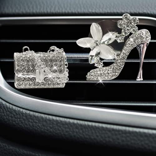 Jsacemxi Crystal High Heel Shoe & Magic Bag Car Air Vent Clip Charm Bling sparkly bedazzled rhinestone Car Bling Accessories,Car Interior Decoration Charm,Rhinestone cute Car Decor girls Jsacemxi Crystal High Heel Shoe & Magic Bag Car Air Vent Clip Charm Bling sparkly bedazzled rhinestone Car Bling Accessories,Car Interior Decoration Charm,Rhinestone cute Car Decor girls
