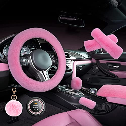ZYNQACC 1 Set 8 Pieces Fluffy Steering Wheel Cover Set ZYNQACC 1 Set 8 Pieces Fluffy Steering Wheel Cover Set