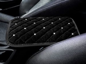 Frienda Furry Armrest Cover Auto Center Armrest Cover Car Soft Console Pad Fluffy Seat Box Cover Furry Car Armrest Pad Cover for Most Car Box Decoration Protector (Black