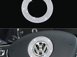 KORUIPEI Bling Car Accessories for Women Fit for VW Volkswagen Steering Wheel Emblem