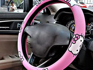 Carmen Hello Kitty Car Accessories 15 Inch Universal Steering Wheel Cover Microfiber Leather Durable Breathable Soft Snug Grip Protector
