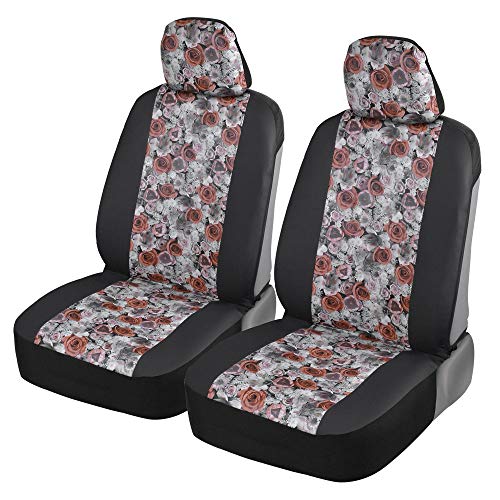 BDKdusty Rose Floral Faux Leather Car Seat Covers for Front Seats BDKdusty Rose Floral Faux Leather Car Seat Covers for Front Seats