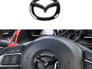 MAXDOOL Carbon Fiber Steering Wheel Cover Sticker Sequins Frame Trim for Mazda 3 6 CX-3 CX-5 CX-9 Interior Accessories (Black)