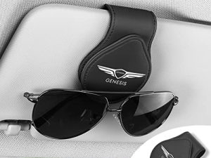 ERDONE Fit Genesis Sunglasses Holder Clip for Car Sun Visor Leather Glasses Hanger Clip with Hidden Magnetic Closure for Genesis Accessories (FitGenesis)