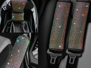 Valleycomfy Soft Velvet Seat Belt Shoulder Pads with Bling Rhinestones Car Bling Seat Belt Covers for Women