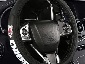 HFFW Retractable Steering Wheel Cover fit for Chiefs Car Accessories Compatible with 15Inch Steering Wheel Most Auto