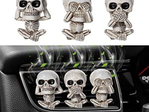 Halloween 3 Pcs Cute Skull Car Decor and Air Freshener Car Clips