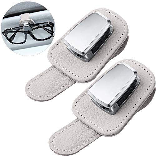 2 Packs Car Glasses Holder Universal Car Visor Sunglasses Holder Clip Leather Eyeglasses Hanger and Ticket Card Clip Eyeglasses Mount for Car (Beige) 2 Packs Car Glasses Holder Universal Car Visor Sunglasses Holder Clip Leather Eyeglasses Hanger and Ticket Card Clip Eyeglasses Mount for Car (Beige)