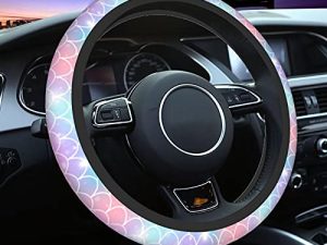 Mermaid Scales Steering Wheel Cover Car Accessories for Women Universal 15 Inch Breathable Anti-Slip Auto Steering Wheel Protector