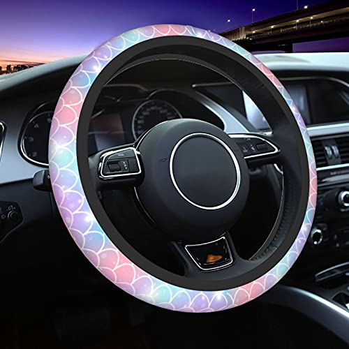 Mermaid Scales Steering Wheel Cover Car Accessories for Women Universal 15 Inch Breathable Anti-Slip Auto Steering Wheel Protector Mermaid Scales Steering Wheel Cover Car Accessories for Women Universal 15 Inch Breathable Anti-Slip Auto Steering Wheel Protector