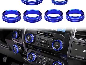 Kujunpao Air Conditioner Switch Trim Cover Aluminum Center Console Knob Compatible for Ford F150 XLT Accessories 2015-2019 6PCS(Blue)