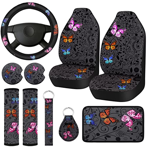 Frienda 10 PCS Car Seat Covers for Women Butterfly Car Accessories Car Interior Seat Covers with Steering Wheel Cover Frienda 10 PCS Car Seat Covers for Women Butterfly Car Accessories Car Interior Seat Covers with Steering Wheel Cover