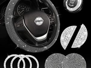 JINGSEN Steering Wheel Cover for Women Bling Crystal Diamond Sparklin Car Accessories Fit for Nissan Maxima