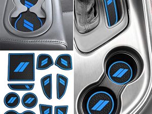 auovo 11pcs Anti-dust Mats for Challenger Accessories 2015-2022 Custom Interior Cup Holder Inserts Door Pocket Center Console Liners for Challenger 2021 (Blue)