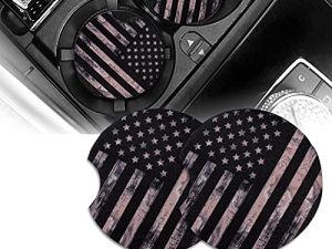 Car Coasters for Cup Holders -Yurmiki 2PCS Universal Vehicle Car Cup Holder Insert Coaster 2.75 inch Cute Neoprene Anti Slip Auto Car Accessories for Women & Lady (American Flag-2)