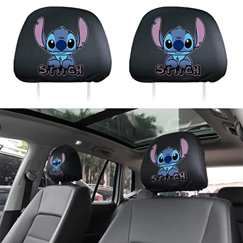 VEEGAP 2Pack Stitch Car Headrest Covers Fit Stitch car Accessories (Stitch) VEEGAP 2Pack Stitch Car Headrest Covers Fit Stitch car Accessories (Stitch)
