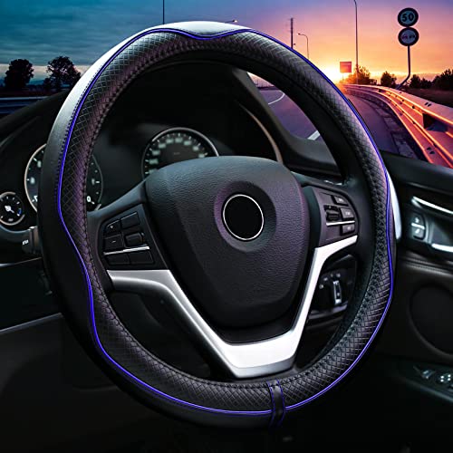 Valleycomfy Steering Wheel Covers Universal 15 inch - Genuine Leather Valleycomfy Steering Wheel Covers Universal 15 inch - Genuine Leather
