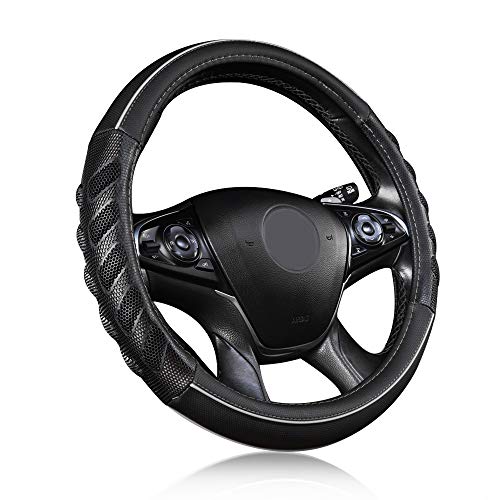 Flying Banner car Steering Wheel Cover Faux Leather Massage Universal fit 3D Honeycomb Hole Anti-Slip Sporty 15 Inches (Grey Black) Flying Banner car Steering Wheel Cover Faux Leather Massage Universal fit 3D Honeycomb Hole Anti-Slip Sporty 15 Inches (Grey Black)