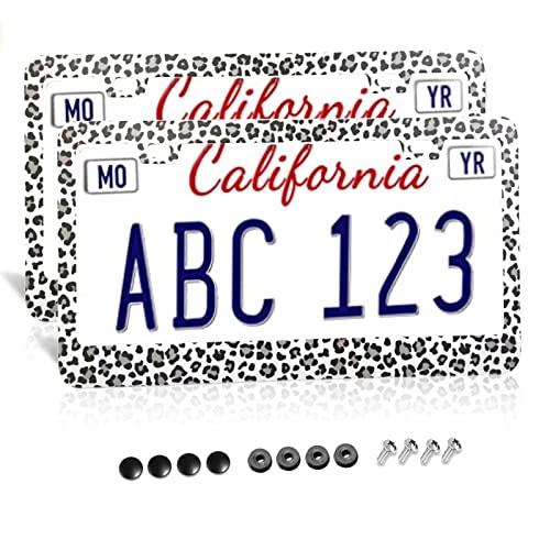 Snow Leopard Cheetah Print License Plate Frame for Women Snow Cheetah License Plate car tag Frames for Women Aluminum Metal 2 Holes 2 Pack 2 Pcs Set Decorative for Women Vehicles Snow Leopard Cheetah Print License Plate Frame for Women Snow Cheetah License Plate car tag Frames for Women Aluminum Metal 2 Holes 2 Pack 2 Pcs Set Decorative for Women Vehicles