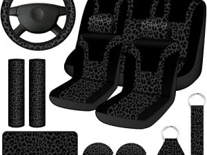 17 Pcs Leopard Print Car Accessories Set
