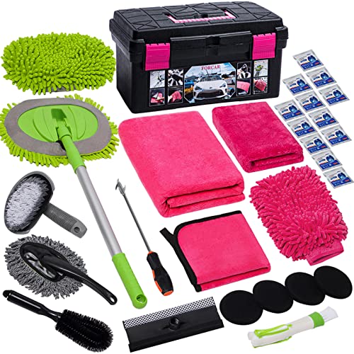 FORCAR 29Pcs Car Wash Cleaning Kit with Extendable Long Handle Brush Mop & Long Pole Window Water Scraper FORCAR 29Pcs Car Wash Cleaning Kit with Extendable Long Handle Brush Mop & Long Pole Window Water Scraper