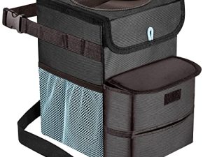 GPUSFAK Car Trash Can Foldable Garbage Bin Leakproof 3 Gallons Black Blue