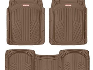 Motor Trend FlexTough Plus Brown Rubber Car Floor Mats - All Weather Deep Dish Automotive Floor Mats