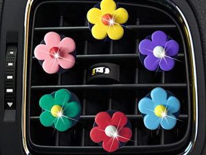 Sufuny 6 Pcs Cute Flower Car Air Freshener Vent Clips - Car Accessories Interior Aromatherapy Essential Oil Car Diffuser Vent Clip with Replacement 6 colors Felt Pads (Cute Flowers)