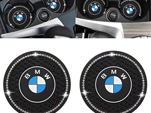 2.75 Inches Car Interior Accessories Bling Cup Holder Insert Drink Coaster Silicone Anti-Slip Mat Compatible with BMW 1 3 5 7 Series F30 F35 320li 316i X1 X3 X4 X5 Car SUV Truck 2PCS