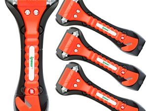 IPOW 4 PCS Car Safety Antiskid Hammer Seatbelt Cutter Emergency Glass/Window Punch Breaker Auto Rescue Disaster Escape Life-Saving Hammer Tool