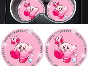 Car Cup Holder Coaster 2 Pack Cute Kawaii Pink Cartoon Bling Silicone New Automotive CupHolder Accessories Interior Decor Decorations for Women Girls