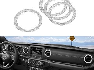 1797 for Jeep Wrangler Accessories Gladiator JL JLU 2022 2021 2020 2019 2018 Air Outlet Vent Cover Trim Car Interior Stickers Decals Bling Crystal Silver Pack of 4