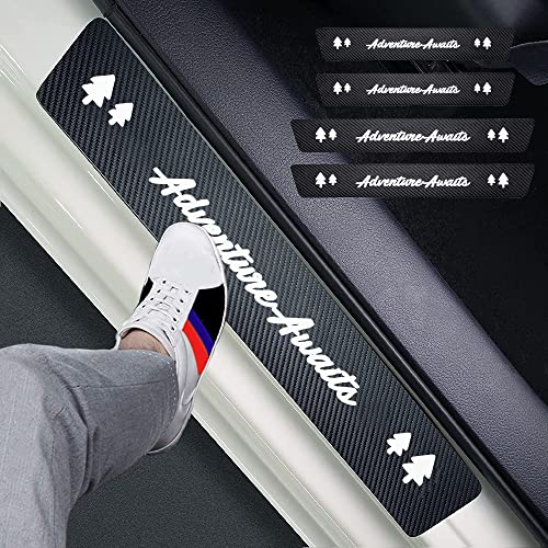 Hangoo 4pcs Adventure Awaits Carbon Fiber Car Door Front/Rear Sill Plate Protectors for Jeep RAM Toyota Subaru ETC Hangoo 4pcs Adventure Awaits Carbon Fiber Car Door Front/Rear Sill Plate Protectors for Jeep RAM Toyota Subaru ETC