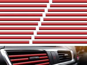 Frienda 20 Pieces Car Air Conditioner Vent Outlet Decoration Strips Universal Waterproof Bendable Car Vent Outlet Trim Decoration Car Interior Accessories for Straight Air Vent Outlet (Red)